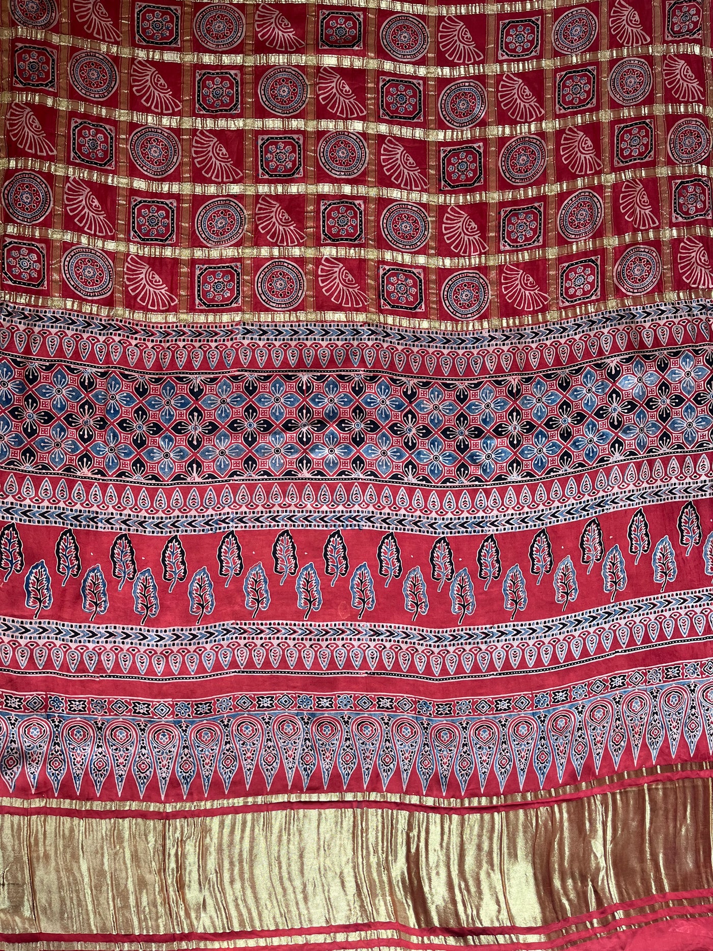 ANJINI:Handmade Gharchola Ajrakh Saree
