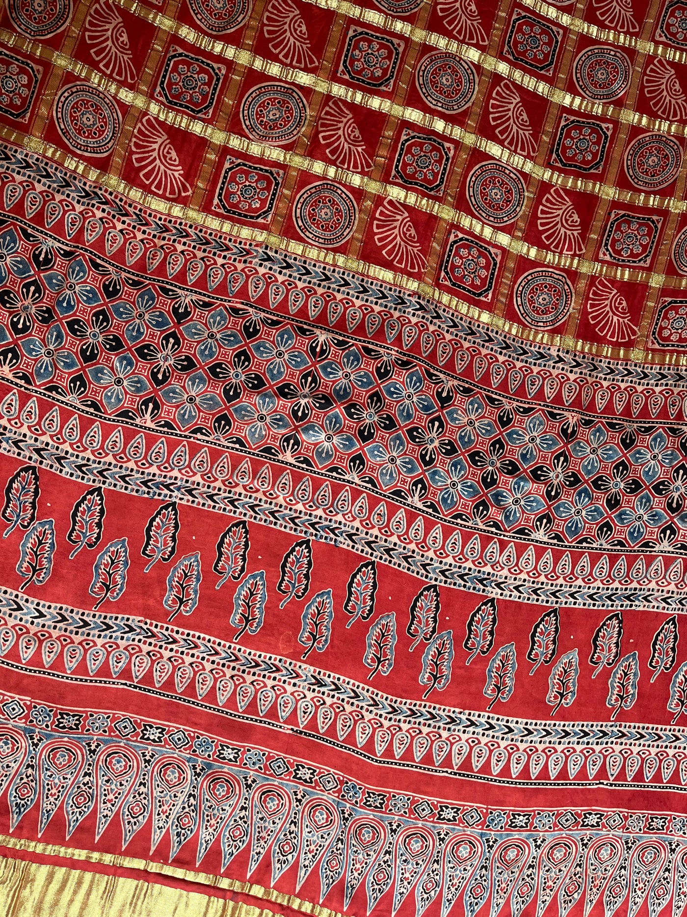 ANJINI:Handmade Gharchola Ajrakh Saree