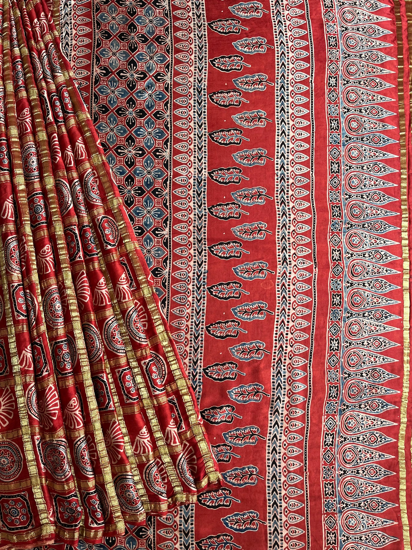 ANJINI:Handmade Gharchola Ajrakh Saree