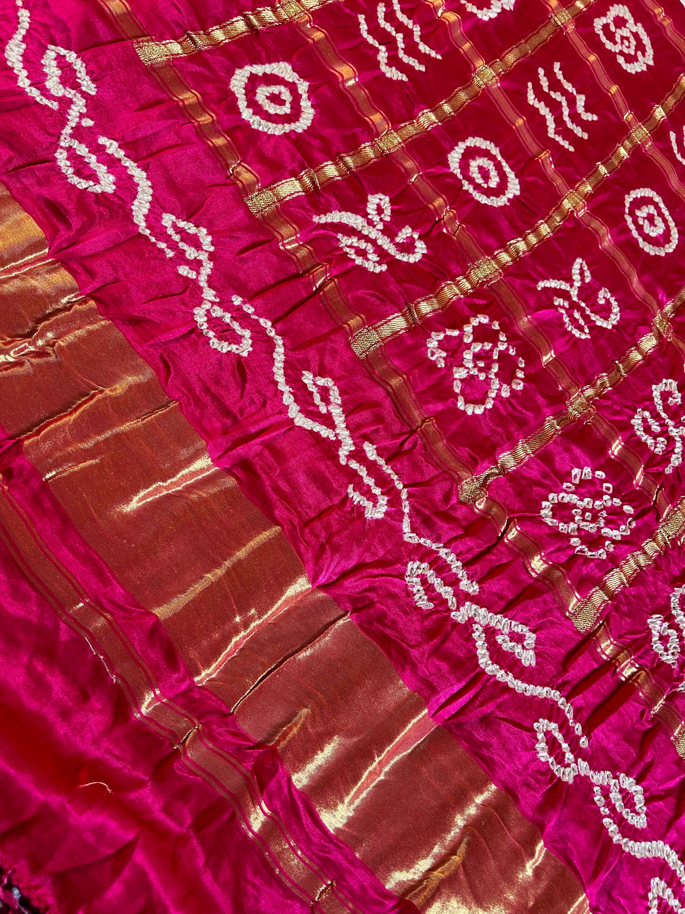 SINDHUJA: Pure Gajji Silk Rai dana designer Bandhani Gharchola Saree.