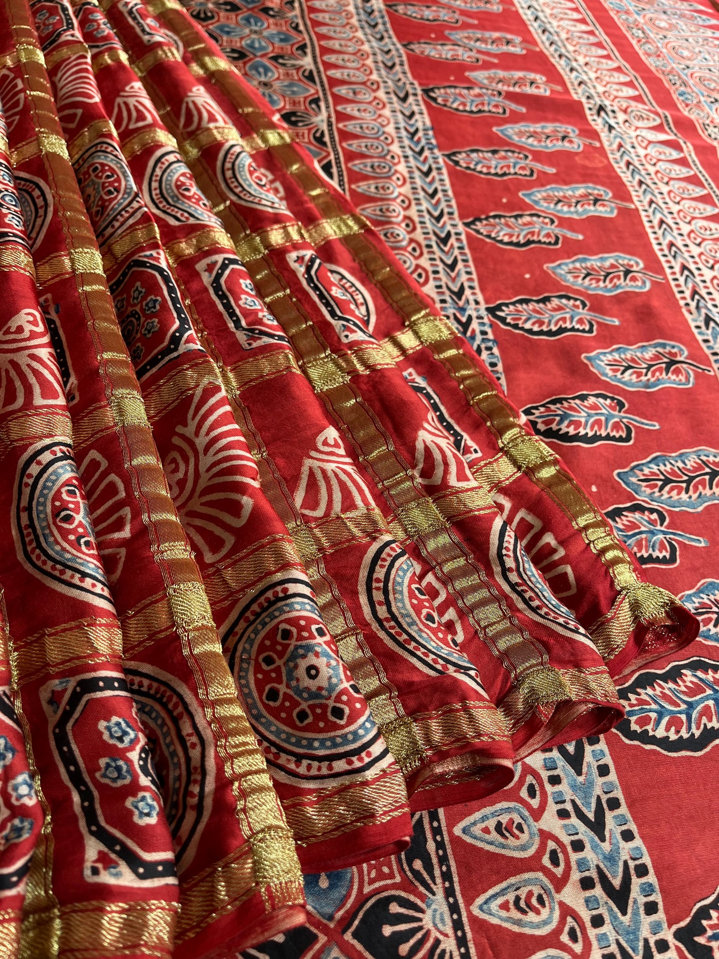 ANJINI:Handmade Gharchola Ajrakh Saree