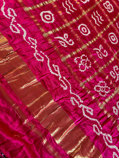 SINDHUJA: Pure Gajji Silk Rai dana designer Bandhani Gharchola Saree.