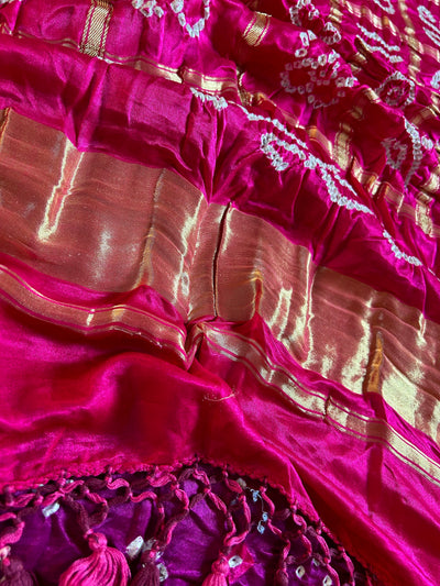 SINDHUJA: Pure Gajji Silk Rai dana designer Bandhani Gharchola Saree.