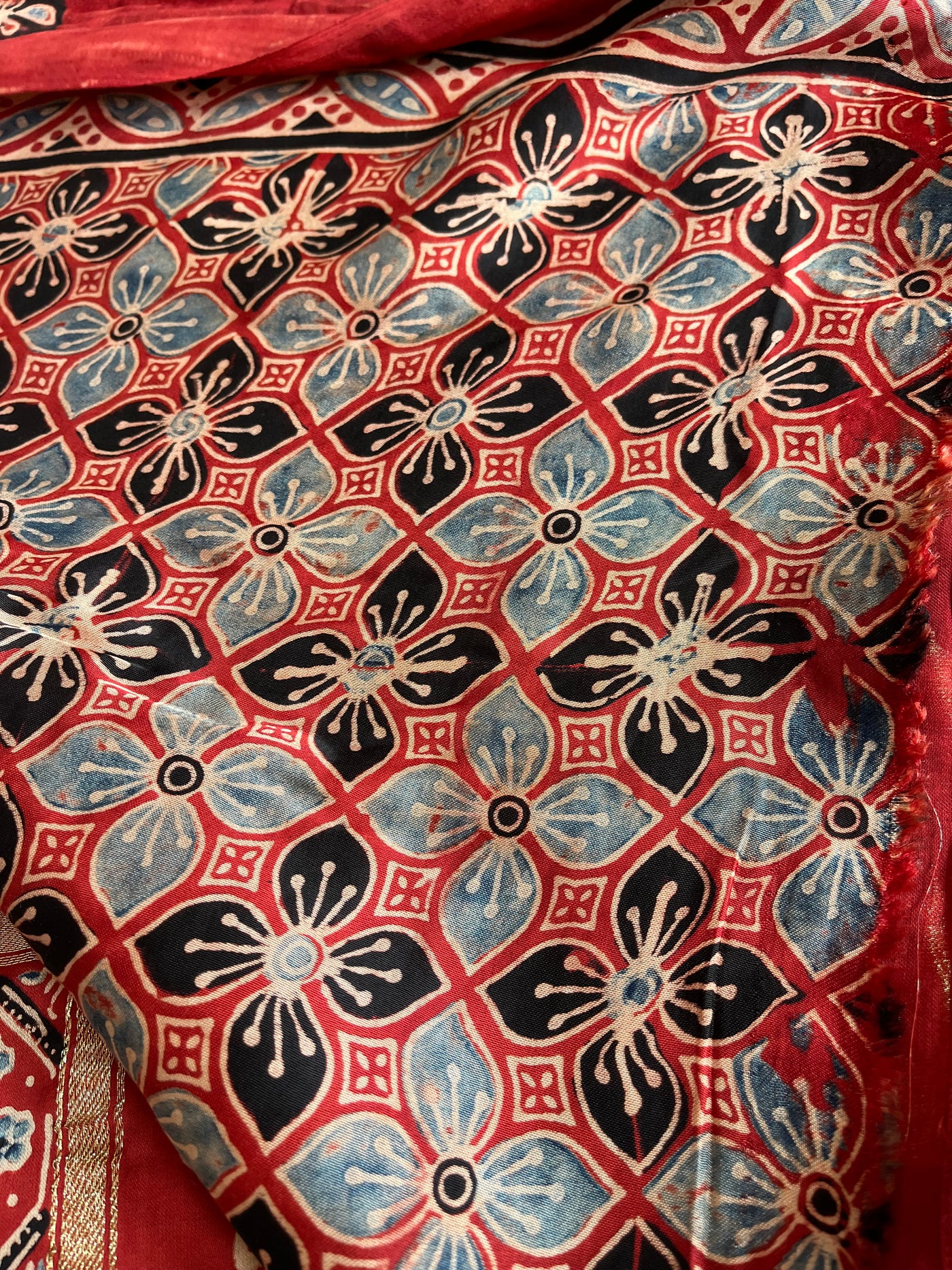 NARGISH :HANDBLOCK AJRAKH MODAL SILK GHARCHOLA SAREE