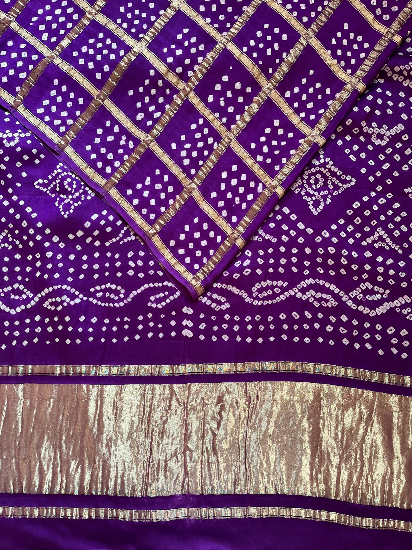 RAGINI:HANDMADE BANDHANI GHARCHOLA MODAL SILK SAREE