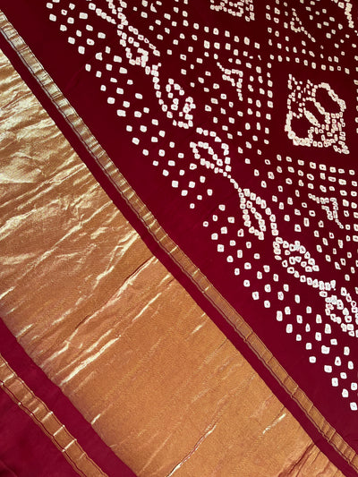 VARTIKA:HANDMADE BANDHANI GHARCHOLA MODAL SILK SAREE
