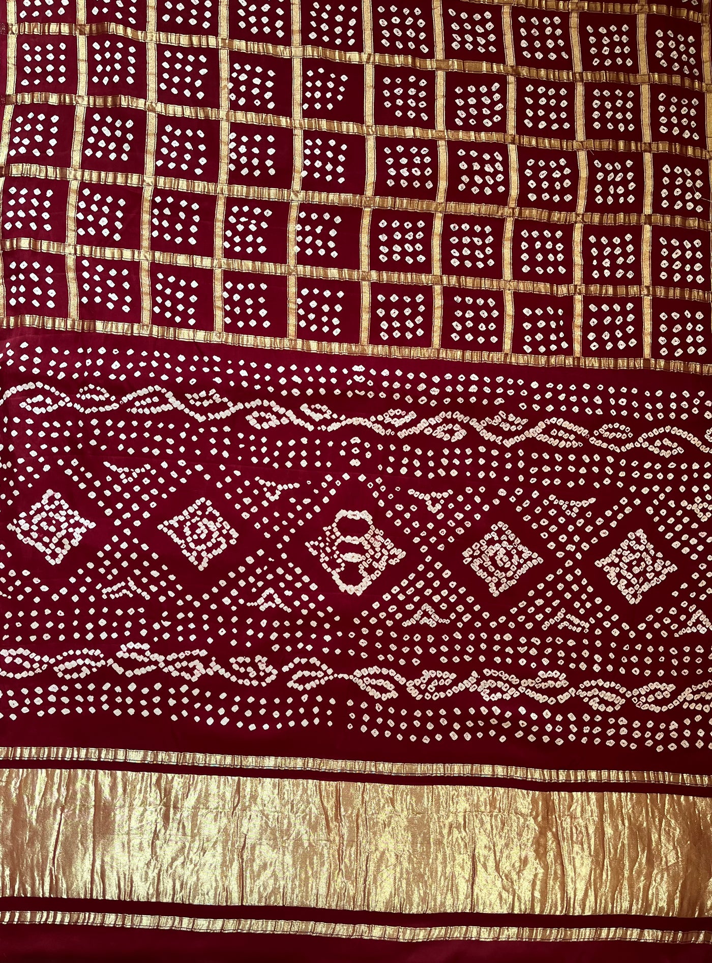 VARTIKA:HANDMADE BANDHANI GHARCHOLA MODAL SILK SAREE