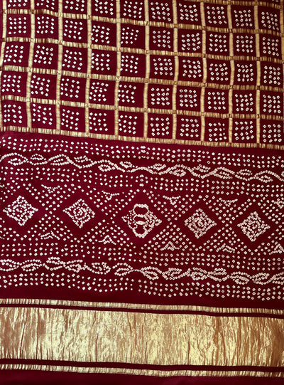 VARTIKA:HANDMADE BANDHANI GHARCHOLA MODAL SILK SAREE
