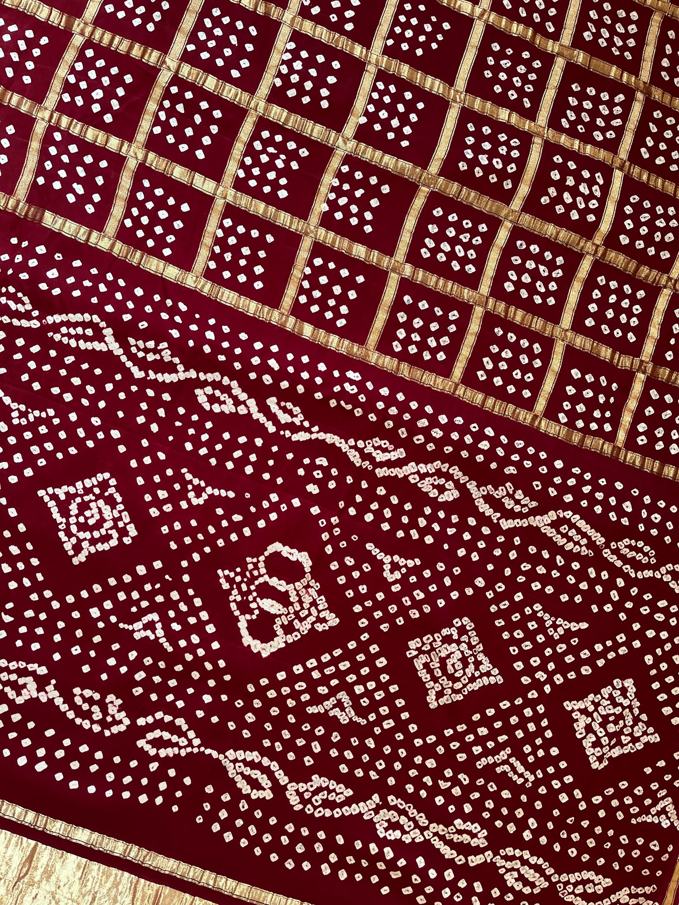 VARTIKA:HANDMADE BANDHANI GHARCHOLA MODAL SILK SAREE
