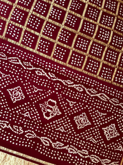 VARTIKA:HANDMADE BANDHANI GHARCHOLA MODAL SILK SAREE