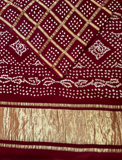 VARTIKA:HANDMADE BANDHANI GHARCHOLA MODAL SILK SAREE