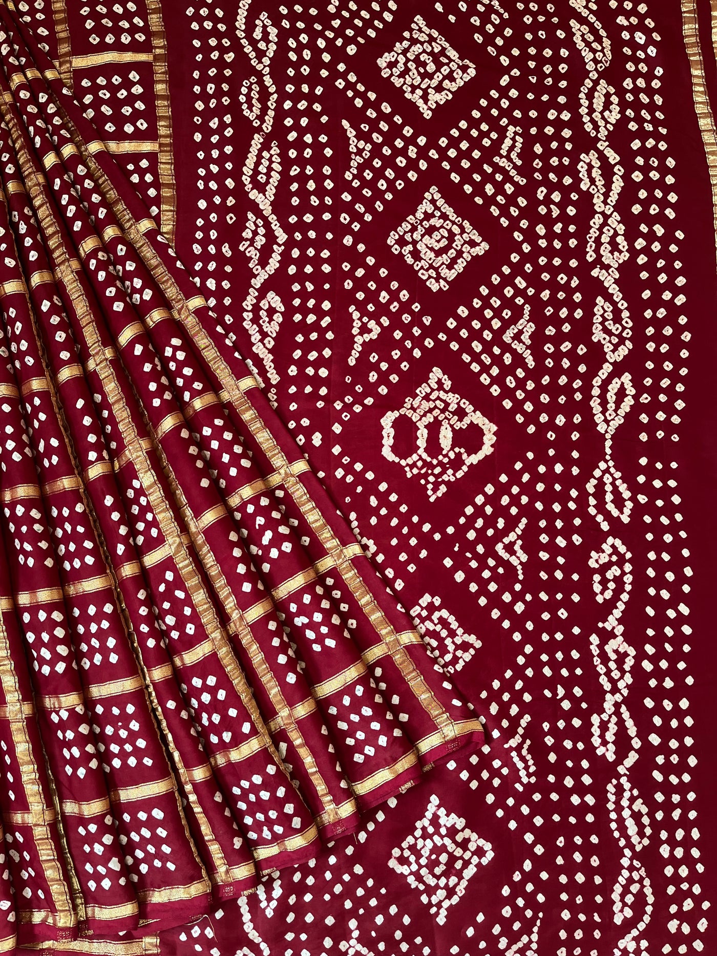 VARTIKA:HANDMADE BANDHANI GHARCHOLA MODAL SILK SAREE
