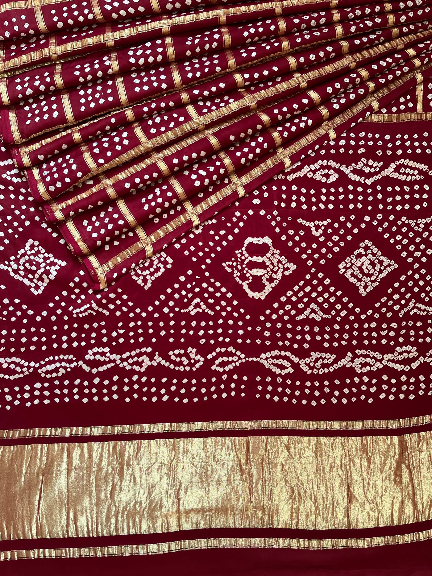 VARTIKA:HANDMADE BANDHANI GHARCHOLA MODAL SILK SAREE
