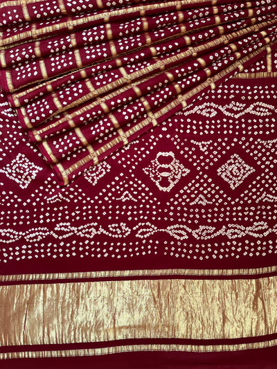 VARTIKA:HANDMADE BANDHANI GHARCHOLA MODAL SILK SAREE
