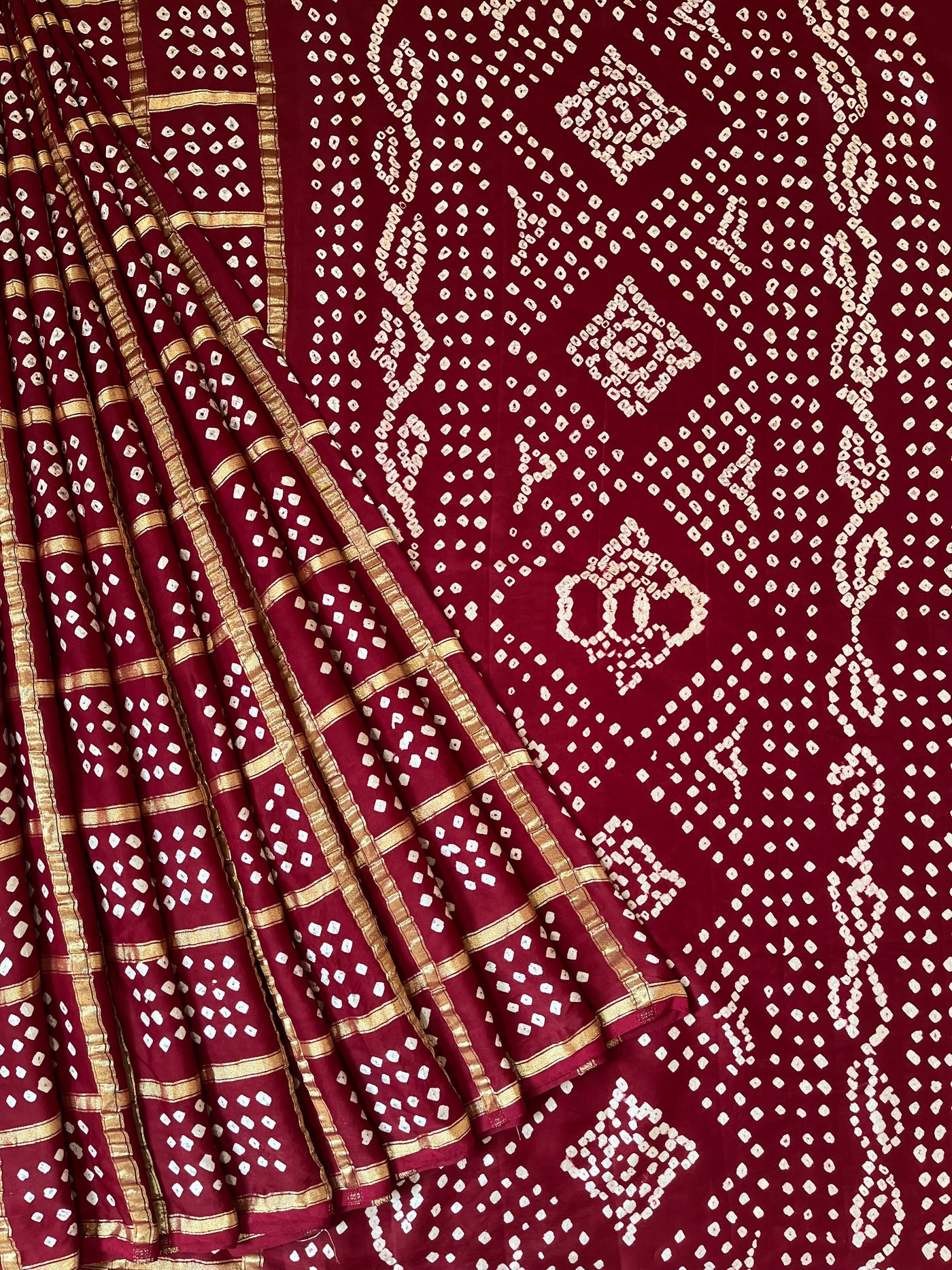 VARTIKA:HANDMADE BANDHANI GHARCHOLA MODAL SILK SAREE