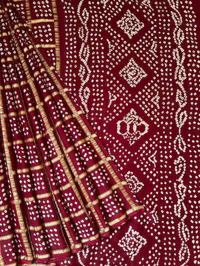 VARTIKA:HANDMADE BANDHANI GHARCHOLA MODAL SILK SAREE