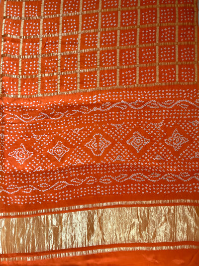 KRATIKA:HANDMADE BANDHANI GHARCHOLA MODAL SILK SAREE