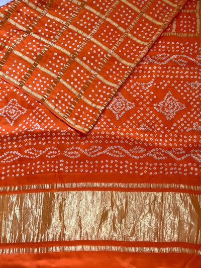 KRATIKA:HANDMADE BANDHANI GHARCHOLA MODAL SILK SAREE
