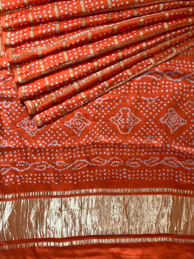 KRATIKA:HANDMADE BANDHANI GHARCHOLA MODAL SILK SAREE