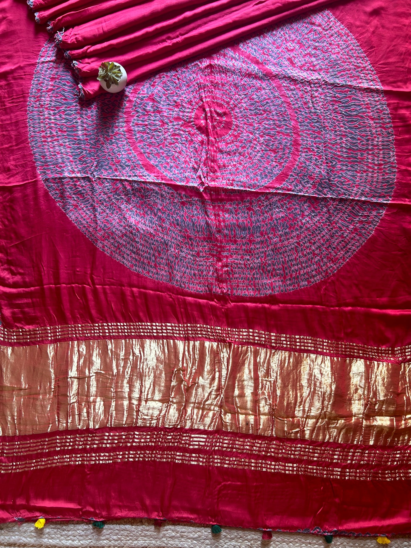 Snehlata :Handmade Shibori Dyed Modal Silk Tissue Pallu Saree