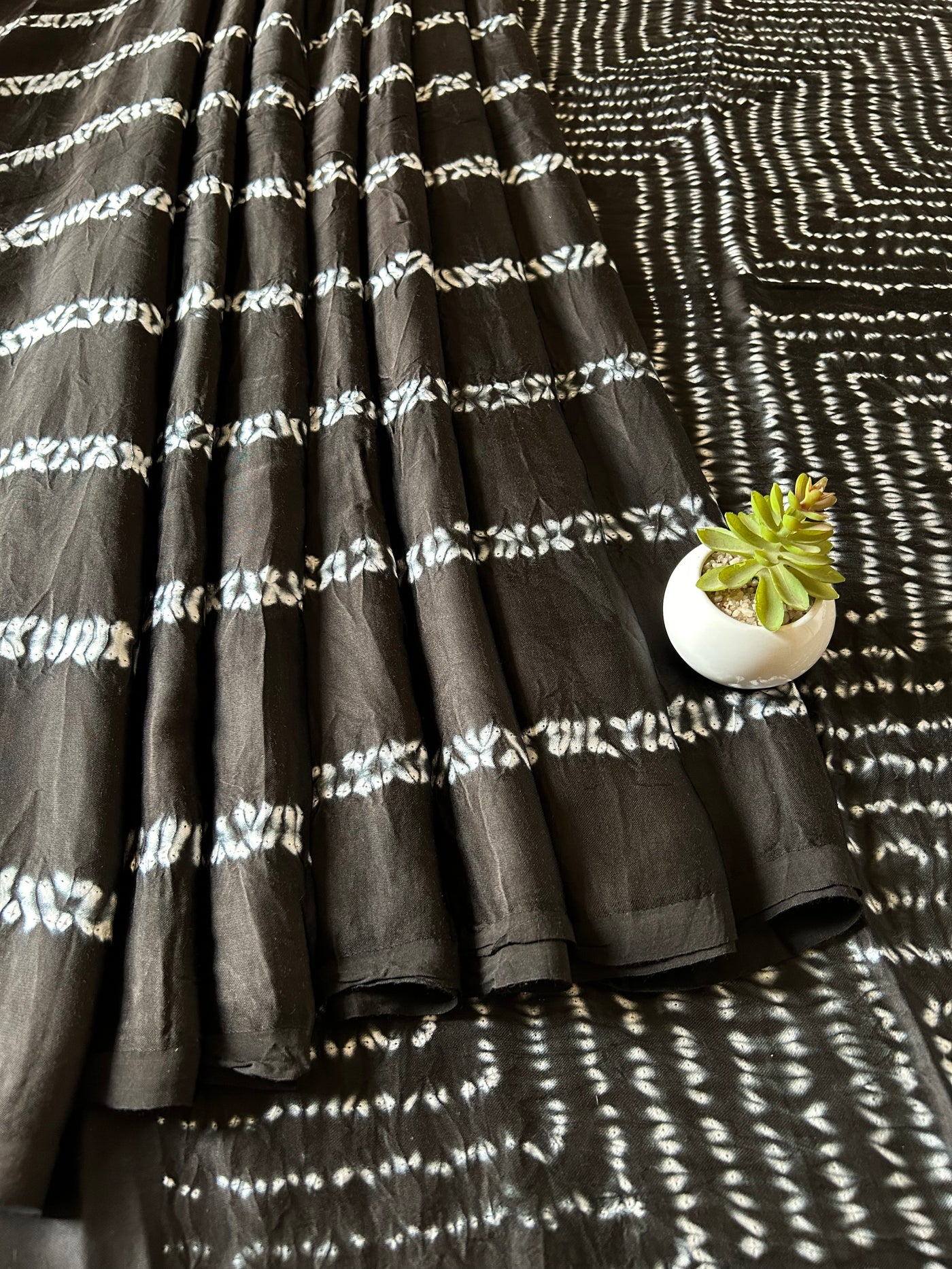 Manjari:Handmade Shibori Dyed Modal Silk Tissue Pallu Saree