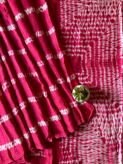 Keertana:Handmade Shibori Dyed Modal Silk Tissue Pallu Saree