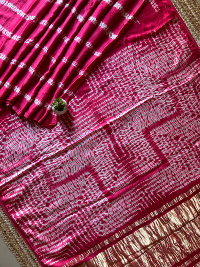 Keertana:Handmade Shibori Dyed Modal Silk Tissue Pallu Saree