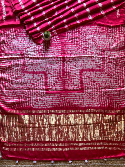 Keertana:Handmade Shibori Dyed Modal Silk Tissue Pallu Saree