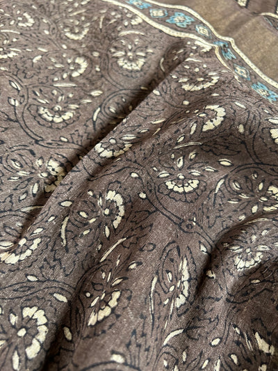 NAGME: Handblock LINEN Silk Tissue Ajrakh Saree (Copy)