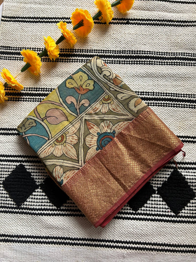 PAHELI : Handloom Maheshwari Pen Kalamkari Saree