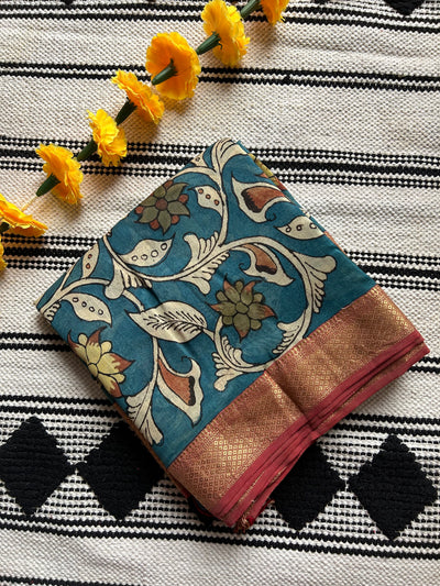 CHANDRAMUKHI: Handloom Maheshwari Pen Kalamkari Saree