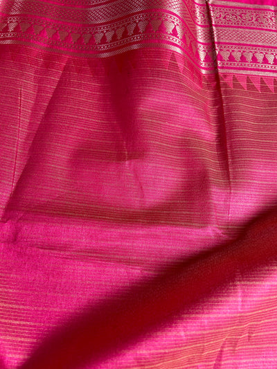 KUNDAN : CREAM, FESTIVE WEAR BANARASI KOTA CHECKS SAREE WITH GANGA- JAMUNA BORDER.