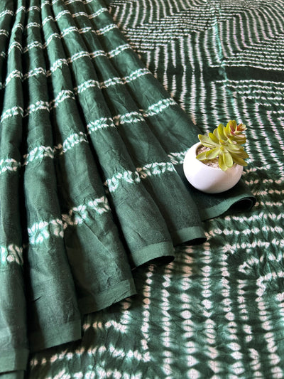 Raina: Handmade Shibori Dyed Modal Silk Tissue Pallu Saree