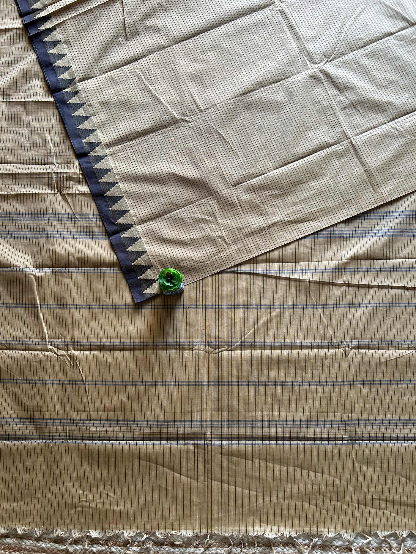 REVATI:KANCHIPURAM PURE COTTON SAREE WITH BORDERS.