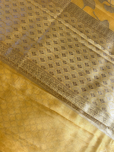 SANSKRITI : PASTEL YELLOW, BANARASI PURE SILK-EXCEL ALL OVER MOTIF SAREE