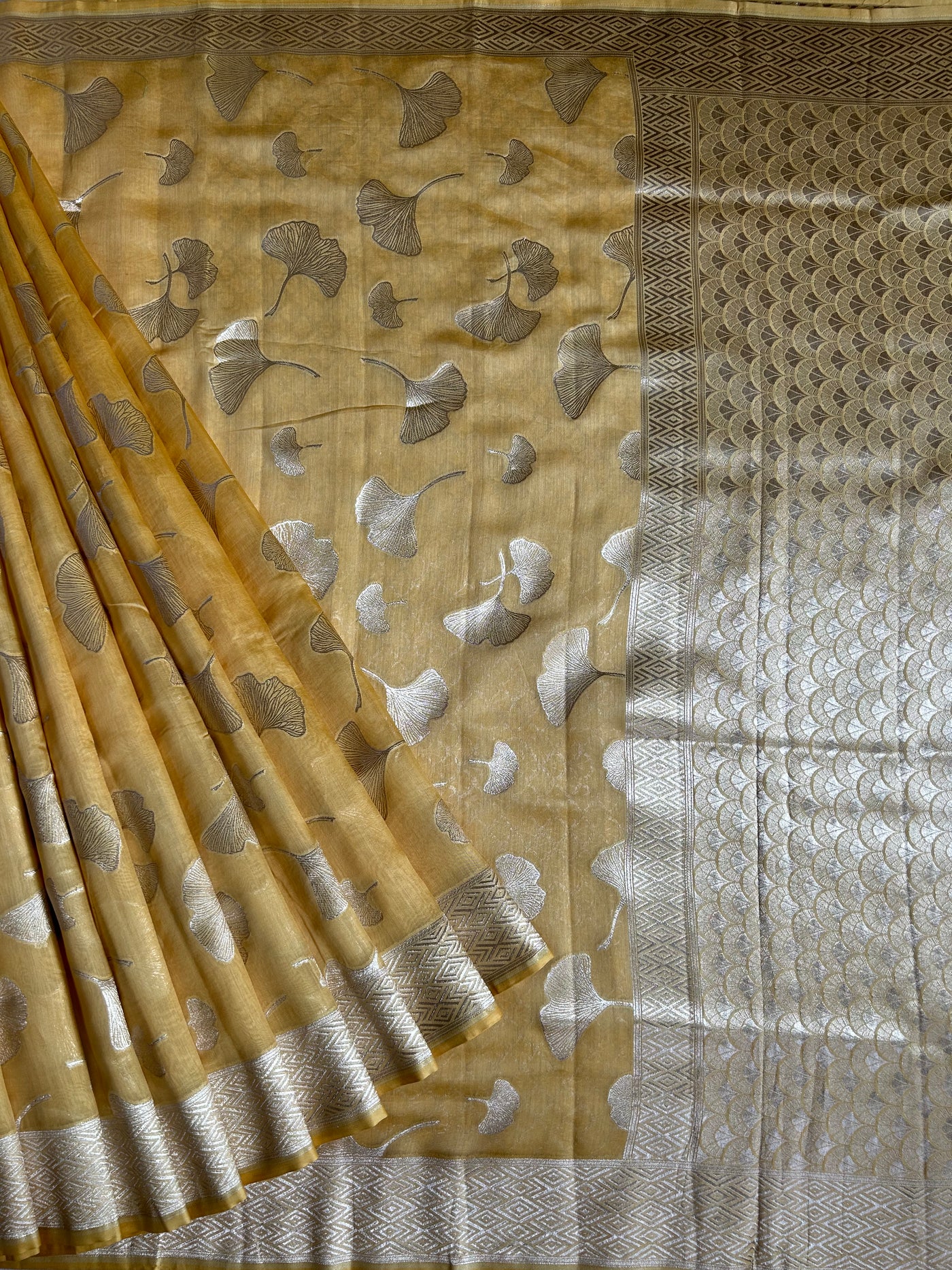 SANSKRITI : PASTEL YELLOW, BANARASI PURE SILK-EXCEL ALL OVER MOTIF SAREE