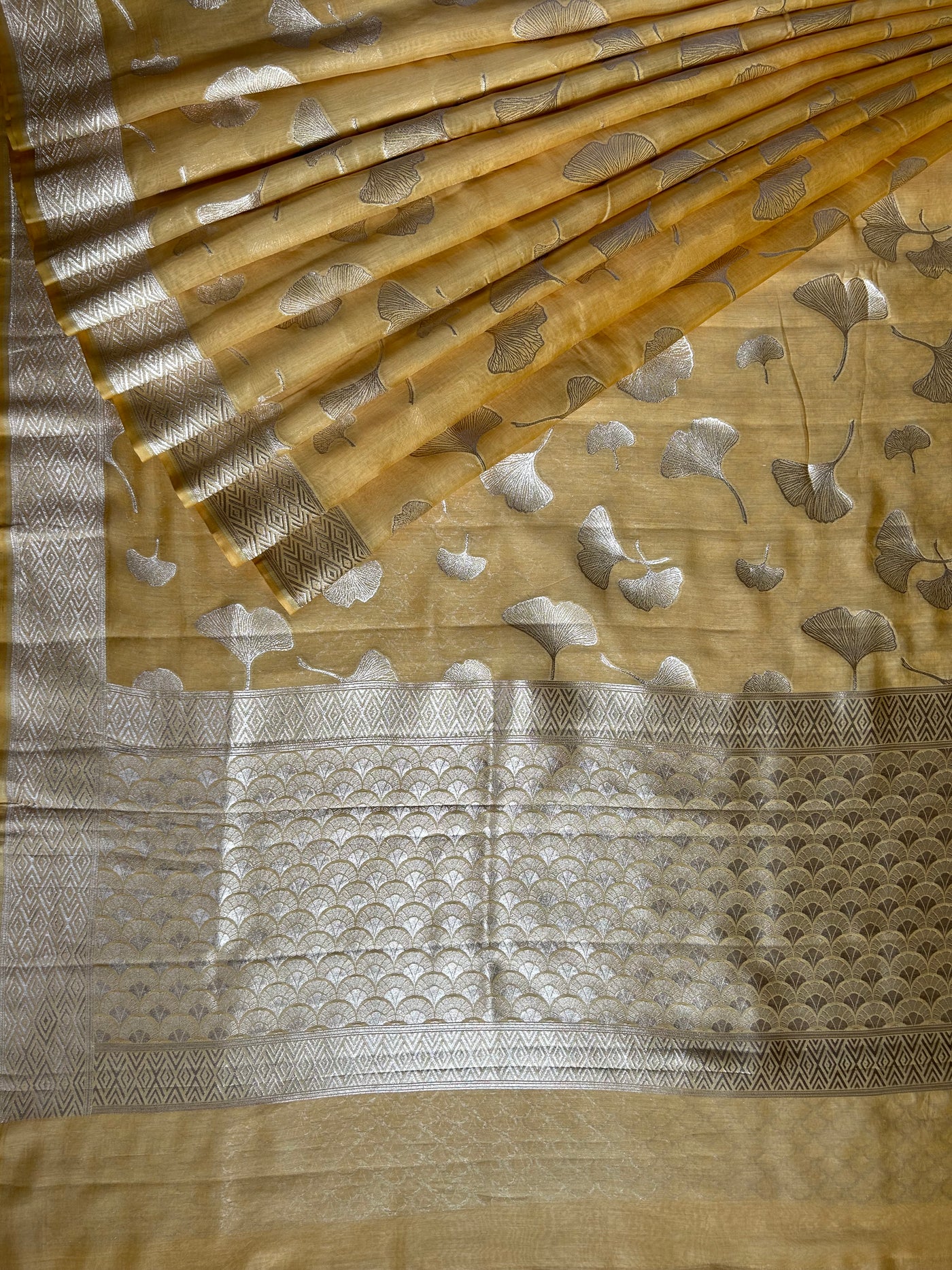SANSKRITI : PASTEL YELLOW, BANARASI PURE SILK-EXCEL ALL OVER MOTIF SAREE
