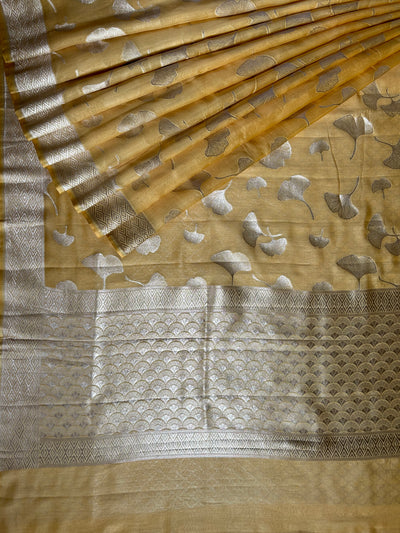 SANSKRITI : PASTEL YELLOW, BANARASI PURE SILK-EXCEL ALL OVER MOTIF SAREE