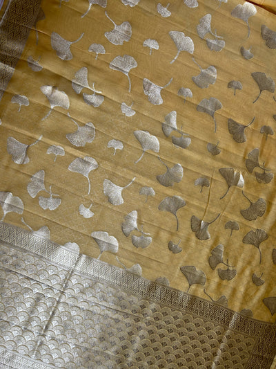 SANSKRITI : PASTEL YELLOW, BANARASI PURE SILK-EXCEL ALL OVER MOTIF SAREE