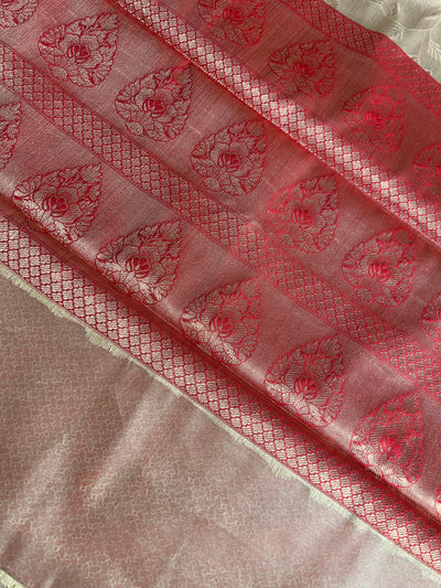 NILAY:CREAM, PARTYWEAR BANARASI TANCHUI SAREE WITH ZARI PALLU.