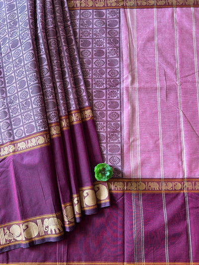 PAYAL:PURPLE, PURE KANCHIPURAM COTTON SAREE WITH JACQUARD WEAVING.