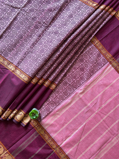PAYAL:PURPLE, PURE KANCHIPURAM COTTON SAREE WITH JACQUARD WEAVING.