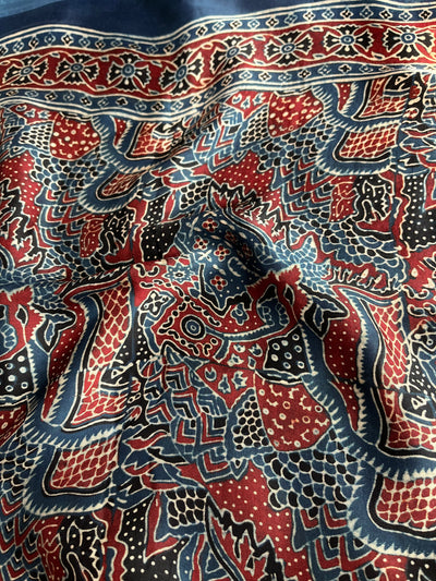 Shiney Star:HANDMADE BANDHANI AJRAKH MODAL SILK SAREE WITH GHARCHOLA PALLU