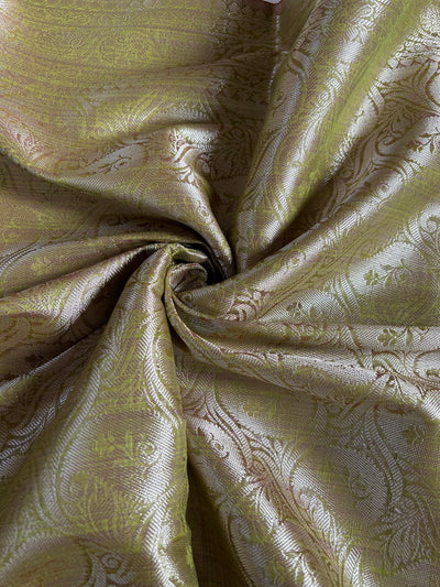 VASUNDHARA :MEHNDI GREEN, PARTYWEAR BANARASI SILK- LINEN SLUB SAREE. (Copy)