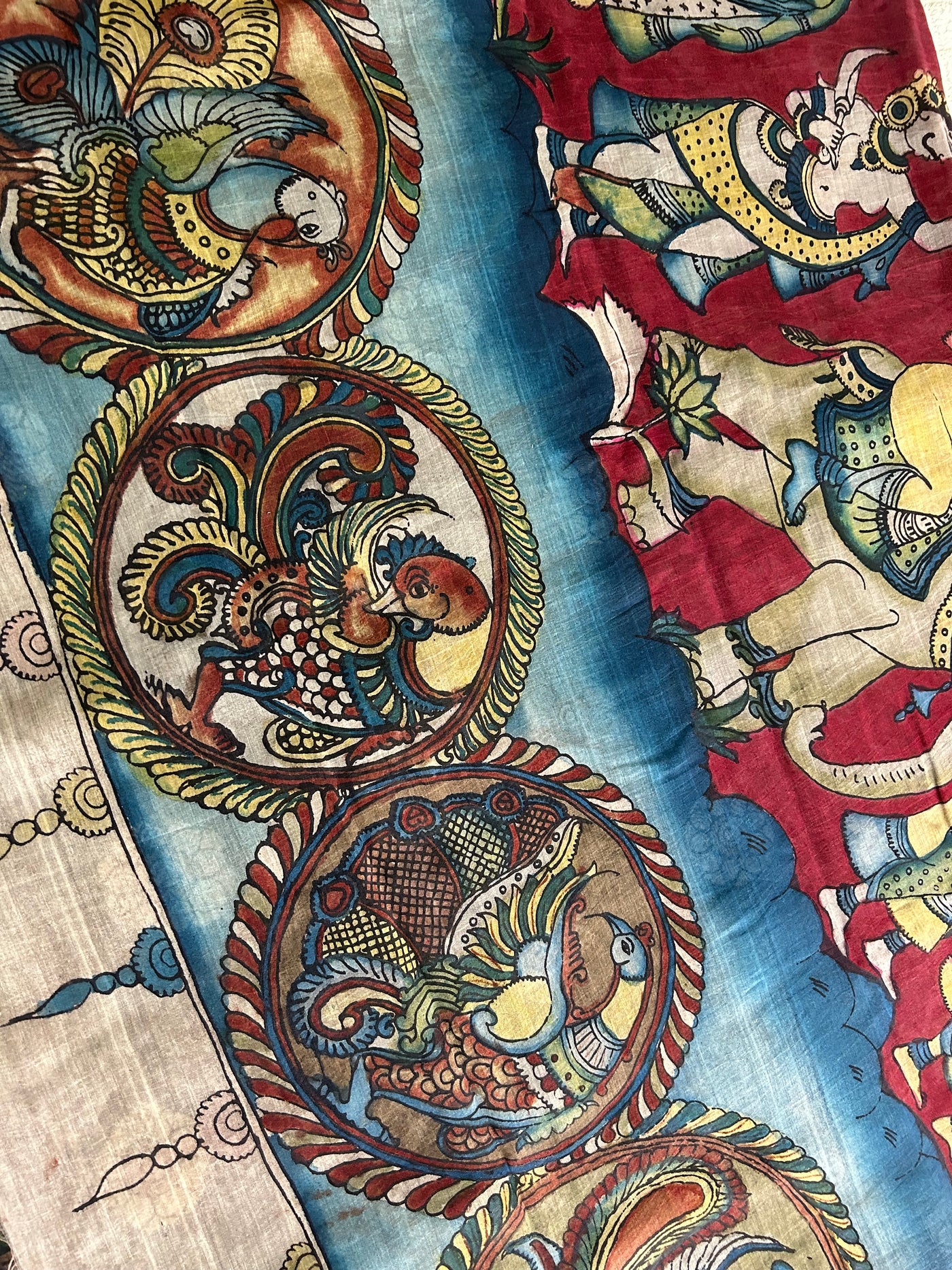 SUNAINA : Handloom Maheshwari Pen Kalamkari Saree