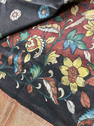 SUNAINA : Handloom Maheshwari Pen Kalamkari Saree