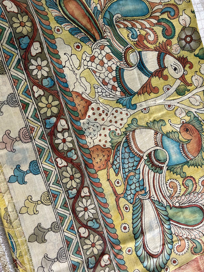 PAHELI : Handloom Maheshwari Pen Kalamkari Saree