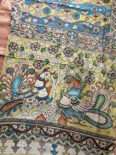 PAHELI : Handloom Maheshwari Pen Kalamkari Saree