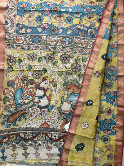 PAHELI : Handloom Maheshwari Pen Kalamkari Saree