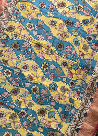 PAHELI : Handloom Maheshwari Pen Kalamkari Saree